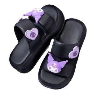 Joykawaii | Sanrio Kuromi Double Star Waterproof EVA Black Slide Sandals